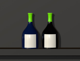 3D Rendering wine bottle. digitally drawn wine bottle illustration. for design presentations. Bottle mockup.
