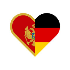 unity concept. heart shape icon of montenegro and germany flags. vector illustration isolated on white background