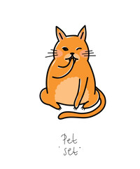 Color clip art of a pet on a white or transparent background. From a vector large set. Hare, hamster, cat, dog, mouse, raccoon, fox, kittens, toys, parrot