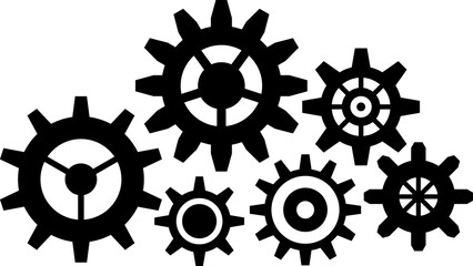 Connected cogs gears vector illustration.