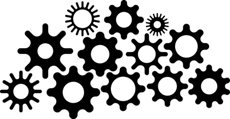 Connected cogs gears vector illustration.