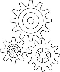 Connected cogs gears vector illustration.