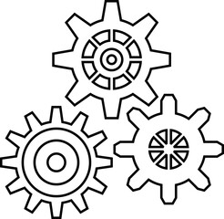 Connected cogs gears vector illustration.