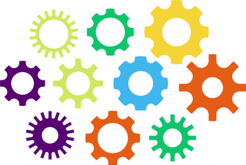 Connected cogs gears vector illustration.