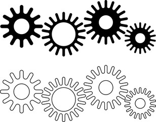 Connected cogs gears vector illustration.
