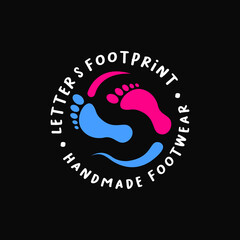 combination vector of foot print icon symbol character and letter S negative space with linked circle rounded text suitable for custom handmade foot wear shoes or walking health therapy logo design