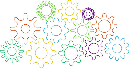 Connected cogs gears vector illustration.