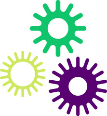 Connected cogs gears vector illustration.