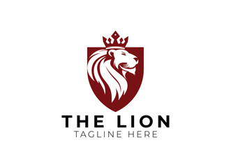 Royal king lion crown symbols. Elegant gold Leo animal logo. Premium luxury brand identity icon. Vector illustration.