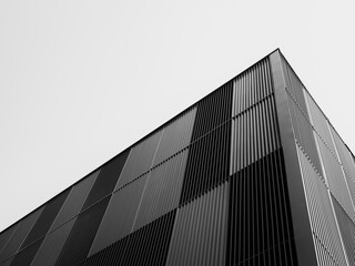 Architecture details Modern building Black Metal facade Industrial background