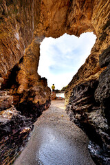 Cave on a sea cliff overlooking the sea in Nghe An province, Vietnam