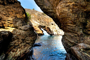 Cave on a sea cliff overlooking the sea in Nghe An province, Vietnam