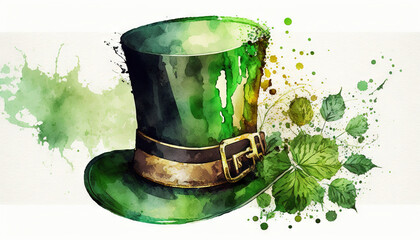  St.Patrick's day celebration background. Leprechaun green hat generative ai