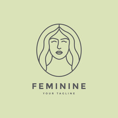 beautiful woman face natural freshness salon make up hairstyle logo design vector