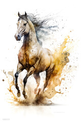 Obraz na płótnie Canvas Illustration horse in watercolor. Animal on a white background, generative AI