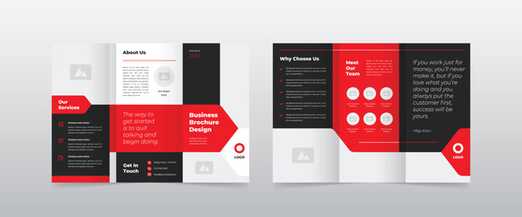 Modern Red Business Trifold Brochure