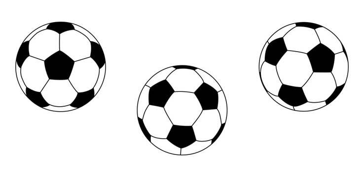 Football ball vector icon batch. Black white soccer ball sport equipment, pelota football bal icon vector design. Goal symbol, team game competition world or european super cup championship pelota 