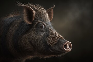 Boar, pig portrait. Generative AI