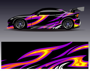 Car wrap design vector. Graphic abstract stripe racing background kit designs for wrap vehicle  race car  rally  adventure and livery