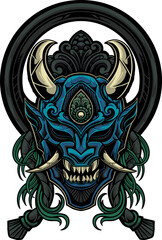 japanese samurai mask vector design
