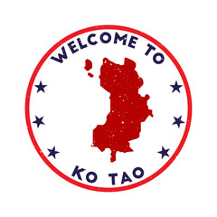 Welcome to Ko Tao stamp. Grunge island round stamp with texture in Azulado color theme. Vintage style geometric Ko Tao seal. Beautiful vector illustration.