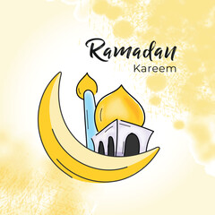 Fototapeta na wymiar Ramadan kareem design with moon and mosque illustration