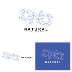 Simple Botanical Leaf and Flower Logo, Vector Natural Line Style, Decoration Design, Banner, Flyer, Wedding Invitation, and Product Branding