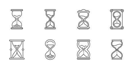 Hourglass line icon, hour glass line art vector logo. Vector isolated outline sandglass. Editable stroke