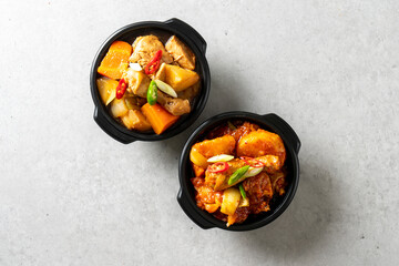 Korean food dish Braised Spicy Chicken 닭볶음탕