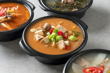 Korean food dish soy bean paste soup 된장찌개