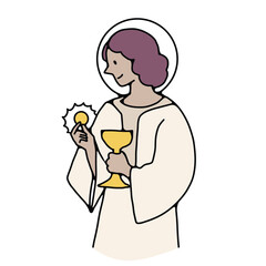 Continuous line Jesus's prayer wishes are religious concepts in a simple line. Hand-drawn style illustration vector Bible