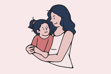 continuous line, one line
International Mother's Day holding a baby pregnant mother family warm illustration hand drawn simple vector