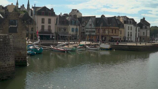 Panorama of harbor and bridge of Port de Saint-Goustan, Auray, Brittany