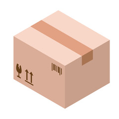 cardboard box for goods with symbols