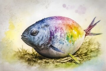 Colorful fish in aquarium created with Generative AI technology