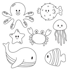 icon outline set, animal collection. Paint. Isolate the background.  © BaBoDesign88