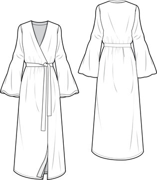 illustration of a dress, women caftan drawing