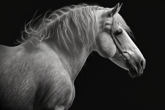 Fine art, low key pictures of horses. Generative AI