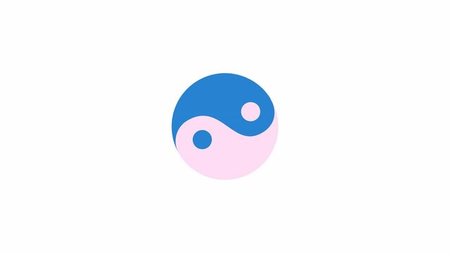 Animated yin yang symbol preloader. Opposite energies. Waiting process. 4K video footage with alpha channel transparency. Website loader. Colorful loading progress icon animation for web UI design
