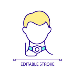 Tracheostomy RGB color icon. Critical condition. Emergency. Intensive care. Respiratory disease. Healthcare. Isolated vector illustration. Simple filled line drawing. Editable stroke