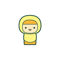 cute icon of woman in yellow hijab Ramadan and Islamic Eid