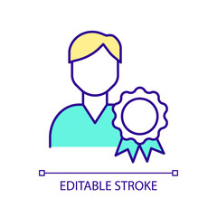 Qualified medical worker RGB color icon. Professional nursing service. Skilled physician. Healthcare career. Isolated vector illustration. Simple filled line drawing. Editable stroke