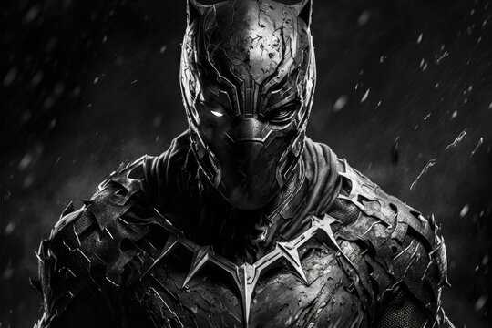 A black and white picture of black panther. Generative AI