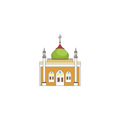 mosque icon with green dome Ramadan and Islamic Eid