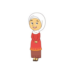 icon of muslim woman with hijab Ramadan and Islamic Eid