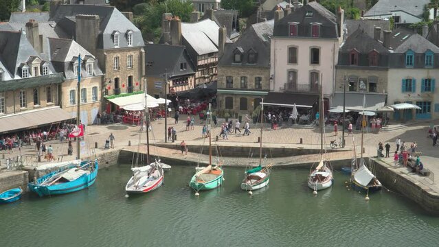 Panorama of harbor and bridge of Port de Saint-Goustan, Auray, Brittany