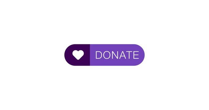 Donate button with love icon. Donate now
