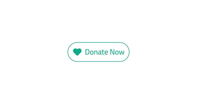 Donate now button with love icon animation