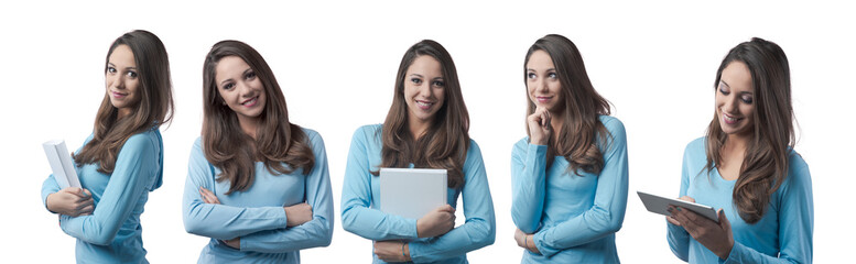 Attractive student with books isolated