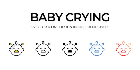 baby crying icons set vector illustration. vector stock,